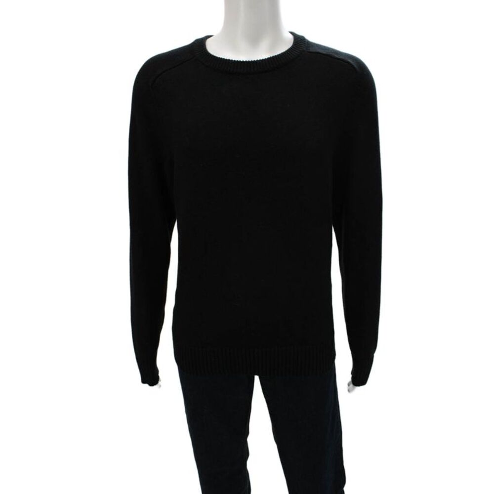 J Crew Mens Pullover Sweater Black 100% Cotton Crew Neck Long Sleeve Size L